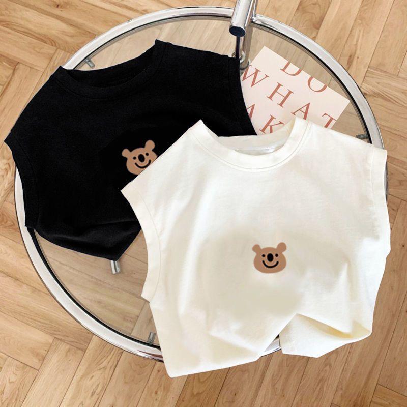 Children's Cotton Vest Boys and Girls Summer Thin Sleeveless Top Small Children's Baby Round Neck Loose T-shirt