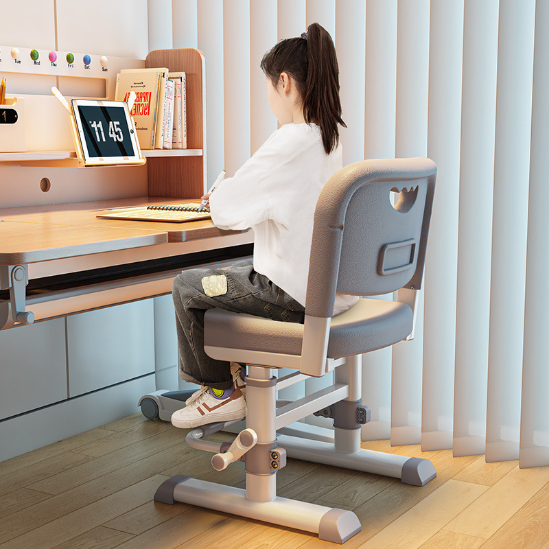 Children's study chair can be lifted and adjusted, and the writing backrest stool for primary school students is a home work desk seat