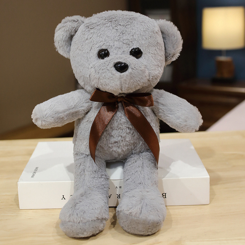 Picture of Factory wholesale rabbit fur ribbon bear wedding gift throw doll plush toy doll machine bow tie bear