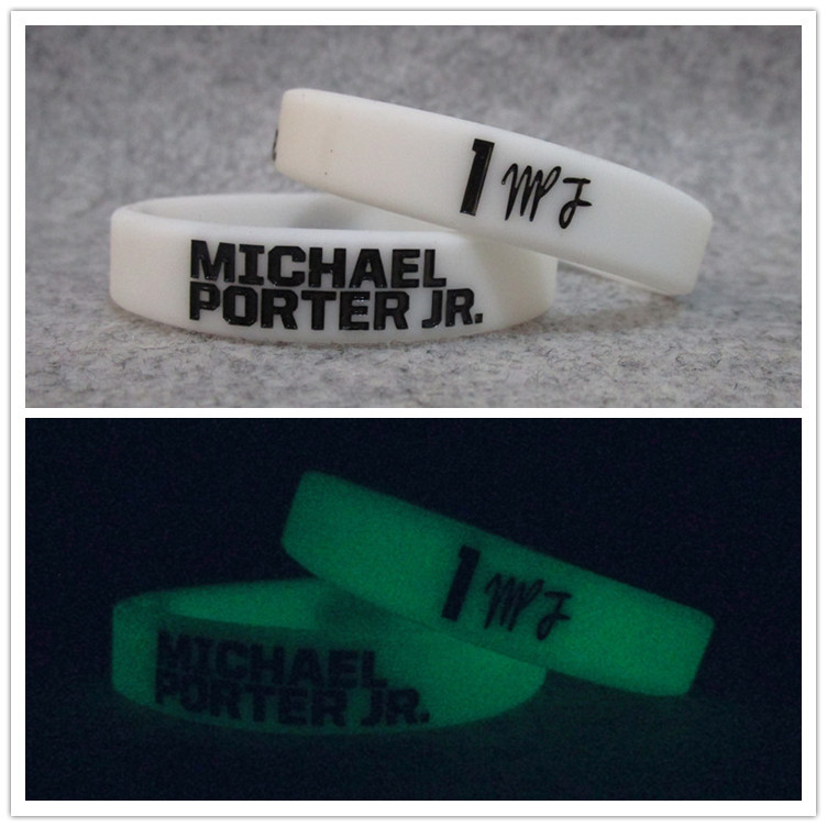 Picture of Basketball star Nuggets No. 1 little Michael Porter signature sports bracelet silicone wristband fans luminous