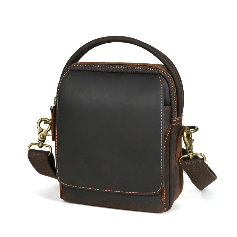 Picture of One-Shoulder Retro Crossbody Bag First-Layer Cowhide Genuine Leather Men's Cross-Body Chest Bag