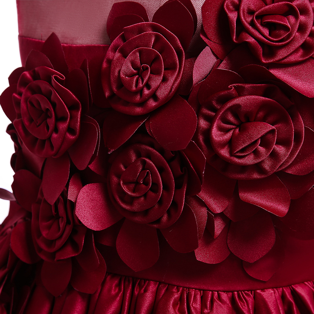Picture of 2024 cross-border children's mesh tube chest three-dimensional flower host performance dress princess dress forged cloth solid color