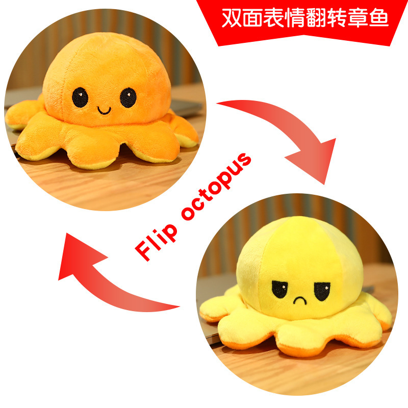 Picture of Flip Small Octopus Doll Double-sided Flip Doll Children Octopus Plush Toy Expression Face-changing Octopus Doll