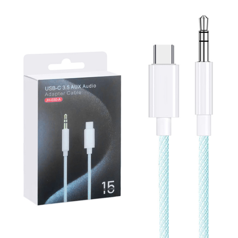 Picture of Suitable for Letv Apple 15 Universal Macaron Aux Car Audio Adapter Cable Type-C to 3.5mm Audio Cable