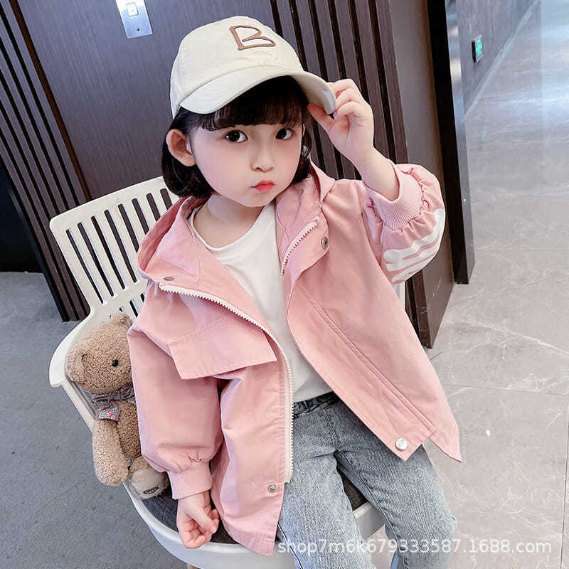 Picture of Girls' Spring Coat 2021 New Children's Spring and Autumn Western Style Casual Cyber Celebrity Children's Jacket Mid-Length Coat