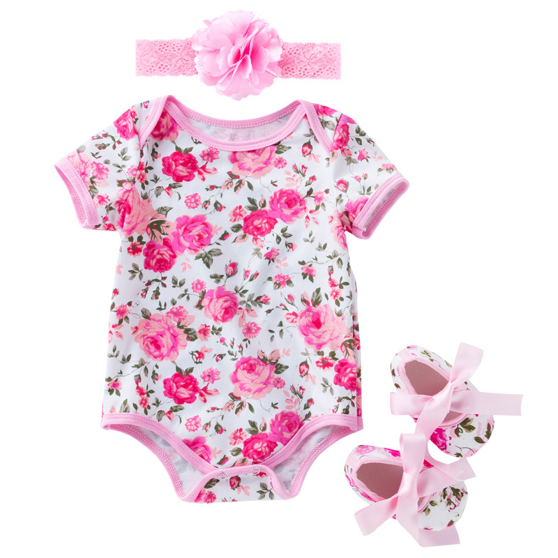 Picture of Factory Direct Sales Baby Jumpsuit Summer Baby Short-Sleeved Harem Shoes Rose Leopard Print Romper Suit