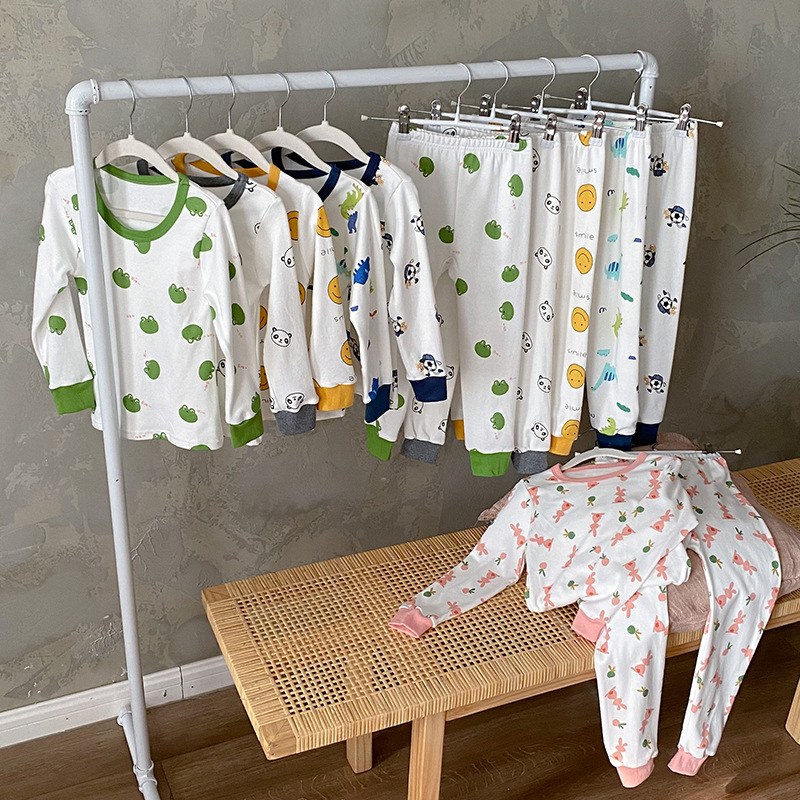 Children's autumn clothes long pants pure cotton thin suit boys and girls casual pajamas autumn and winter baby line pants women's homewear