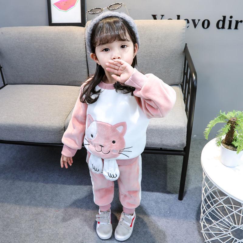 Picture of Children's Clothing Baby Girl's Clothes Autumn and Winter Western Style 2022 New Winter Clothing Women's Children's Clothing Plus Velvet Thickened Winter Three-piece Set