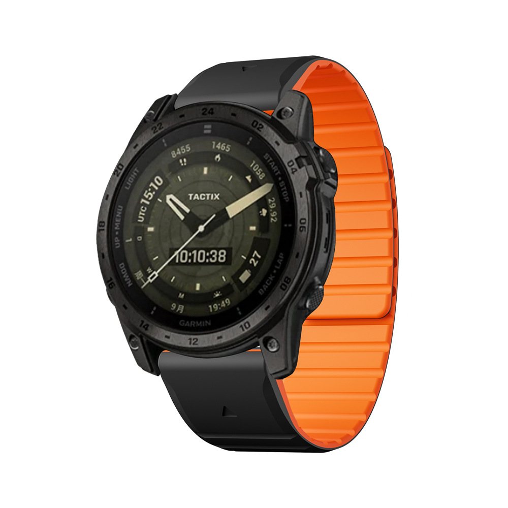 Picture of Suitable for Jiaming two-color silicone magnetic strap two-section 22MM26mm magnetic back ring contrast color watch strap wholesale