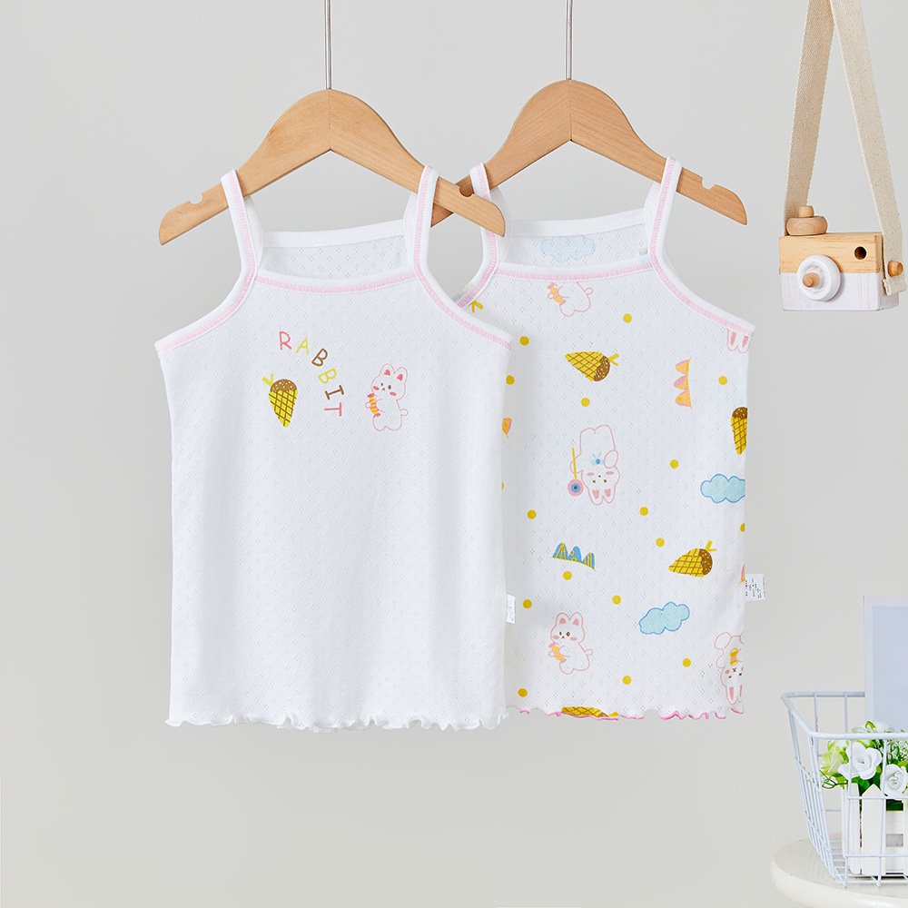 Picture of Children's Sling Mesh Girls' Light and Breathable 100 Cotton Japanese Style Home Clothes Bottoming Shirt Vest Wholesale
