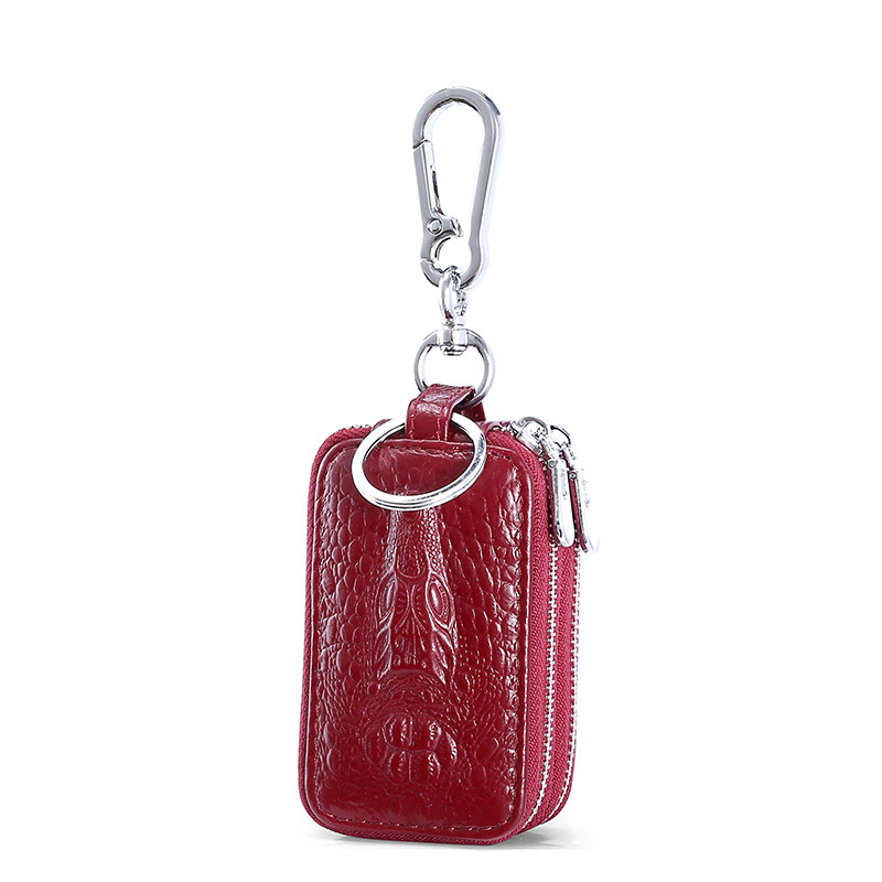 Picture of Genuine Leather Double-Layer Key Bag for Men with Crocodile Pattern Waist Hanging Car Key Cover Couple Zipper Universal Key Bag Storage