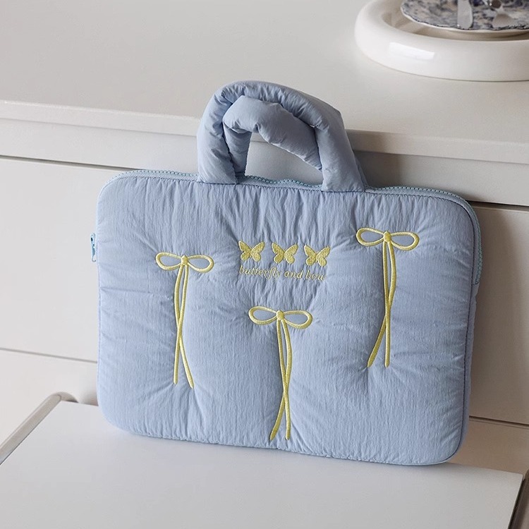 K-Style Satchel 14inch Laptop Bag 2025 Cute Butterfly Embroider iPad Cosmetics Bag 11inch Flat Bag