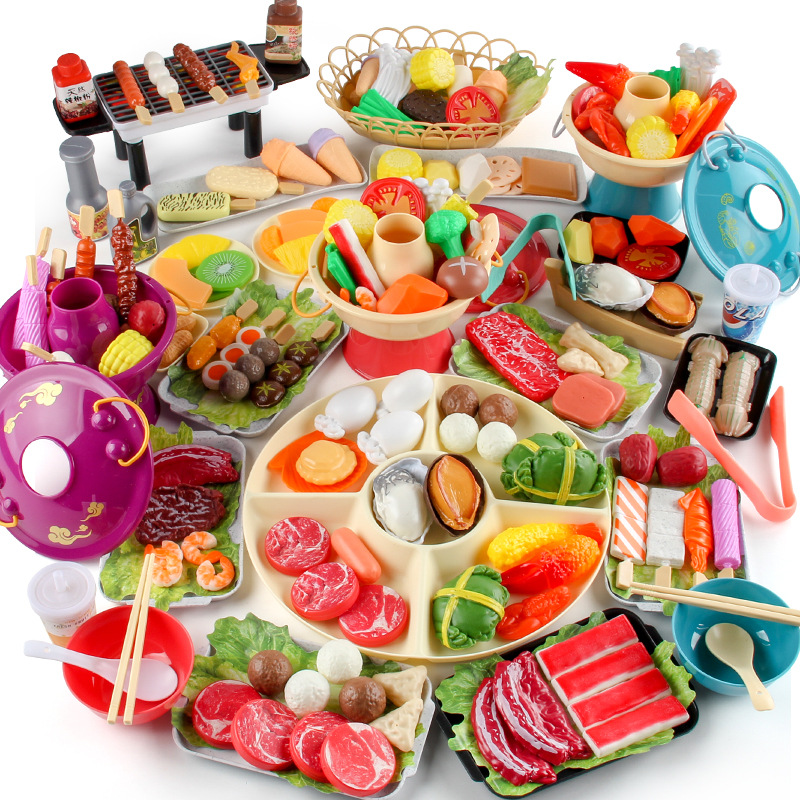 Picture of Children's Play House kitchen toys hot pot skewers barbecue suit small hot pot skewers ingredients kitchenware color box