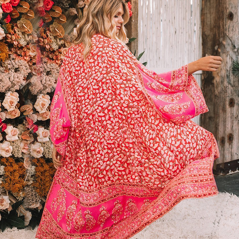 Picture of 2018 New Summer loose chiffon mid-length cardigan beach coat sun protection swimsuit outer bikini blouse