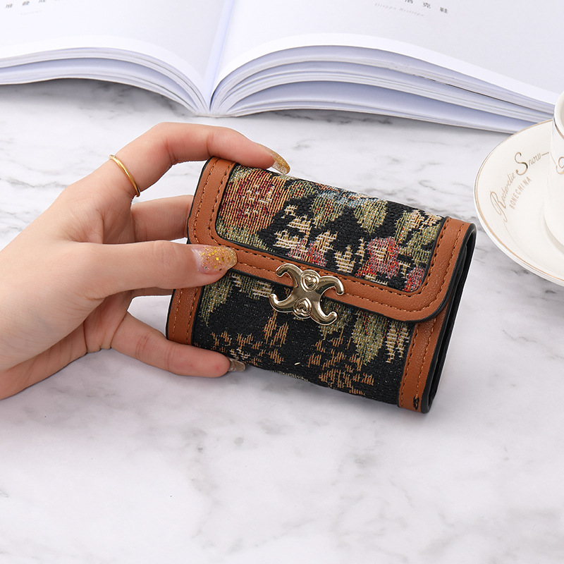 Picture of New Style Card Bag Women's Mini Korean-style Houndstooth Multi-functional Anti-degaussing Multi-card Driver's License Retro Bank Card Bag