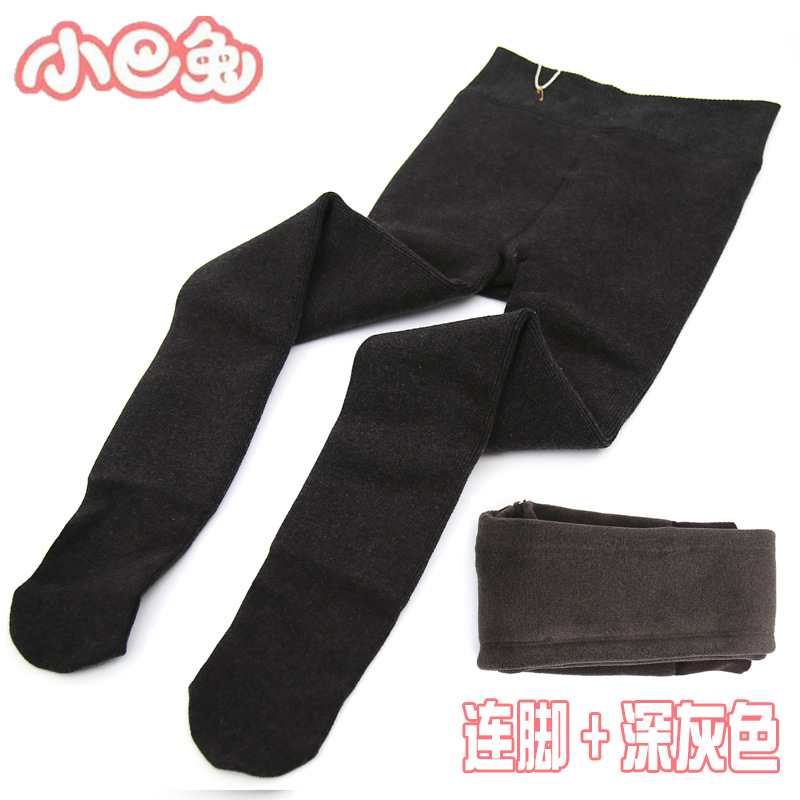 Picture of Xiaoba Rabbit Winter Thickened Girl's Children's Leggings Cotton Vertical Strip Warm Foot Air-Lined Velvet One-piece Pants Divided into Socks