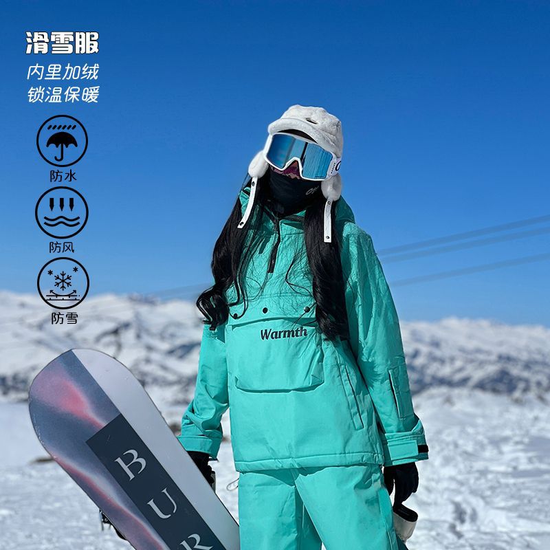 Picture of in stock Wholesale Snowboard Ski Suit Hooded Girls Bright Color Waterproof Warm fleece-lined Thickened Jacket Mountaineering Suit