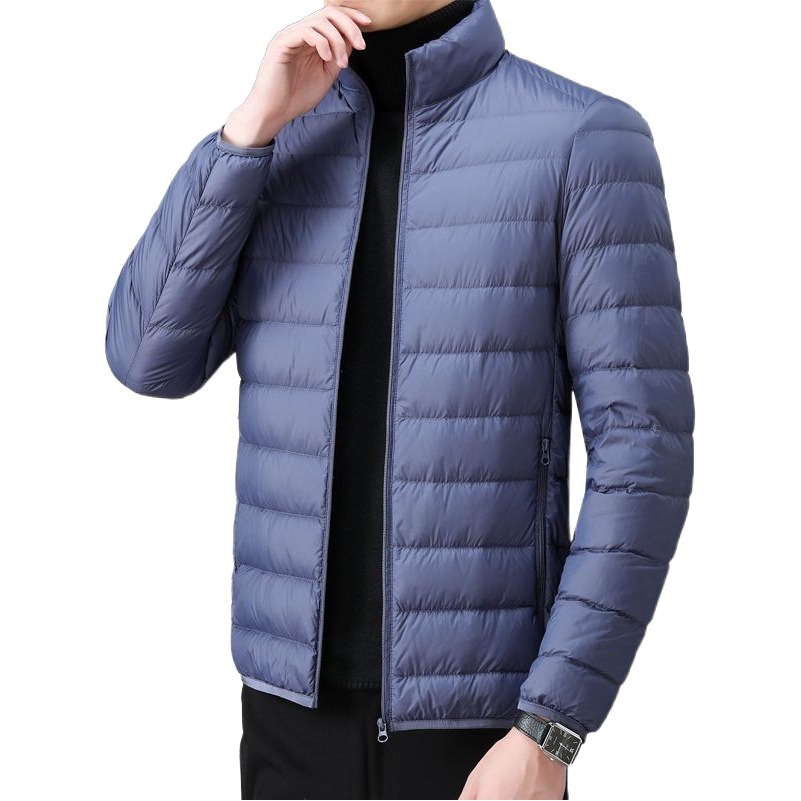 1 handling autumn and winter light down cotton-padded jacket men's short stand collar hooded middle-aged and elderly light thin broken size coat