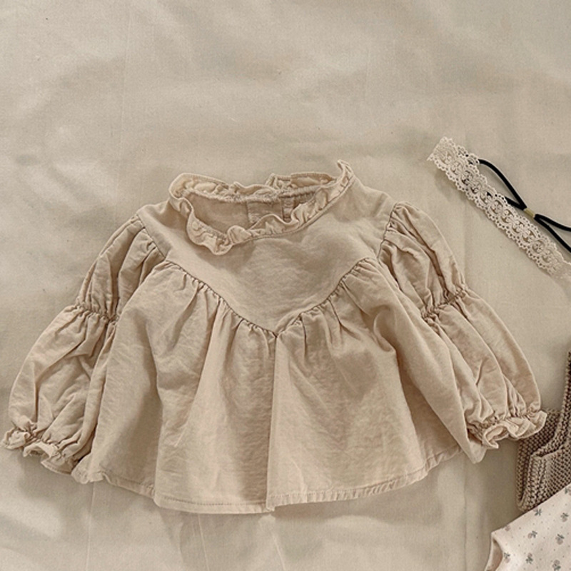 Picture of Korean style ins autumn new children's shirt girls' baby Western style cute Fei edge lantern sleeve loose doll shirt