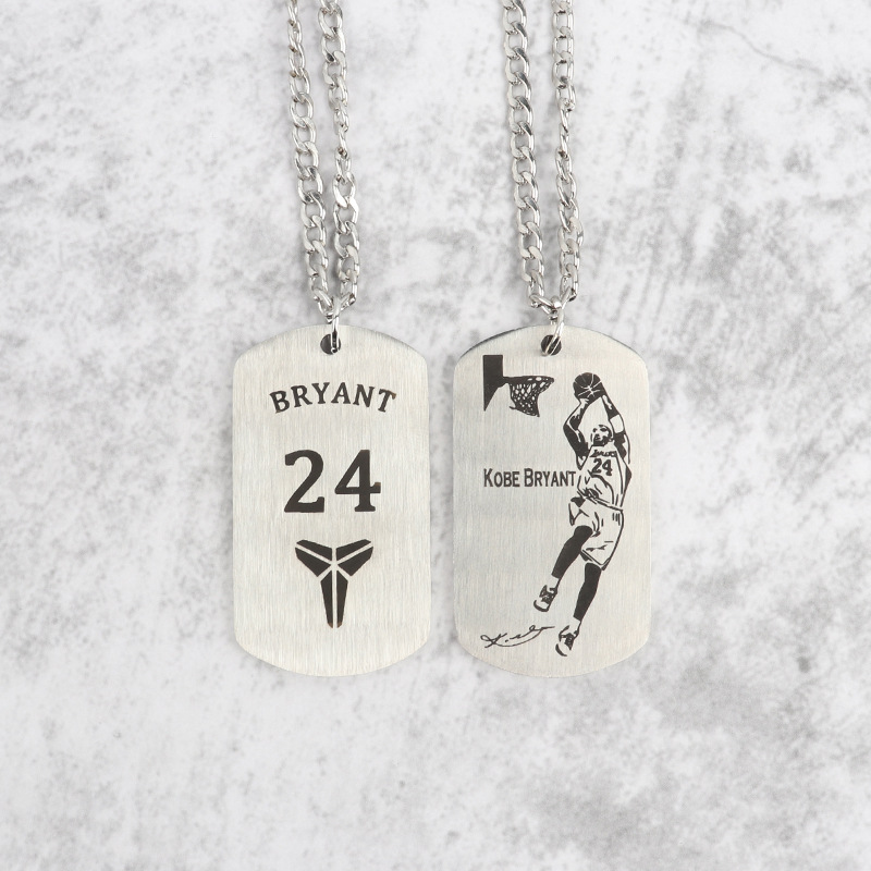 Picture of Necklace Kobe James Curry Owen Basketball Star logo Titanium Steel Necklace Pendant Commemorative Machinable Engraving