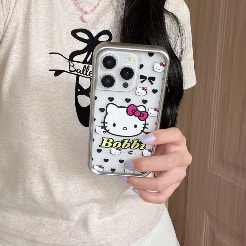 Picture of Black Heart Hello Kitty Suitable for 15 Apple 14promax Mobile Phone Case iPhone13 New 12 All-inclusive 11pro