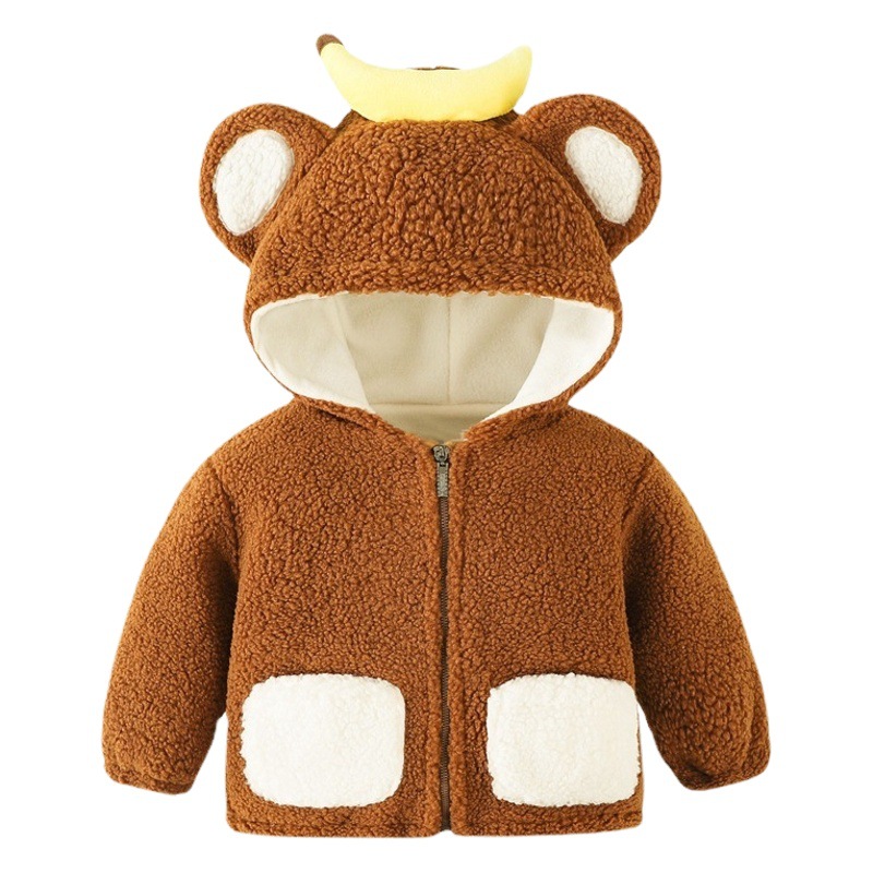 Children's Coat Boys' and Girls' Coat Baby's Autumn and Winter Clothes Going Out fleece-lined Cotton Clothes Baby Clothes Cardigan Children's Clothes