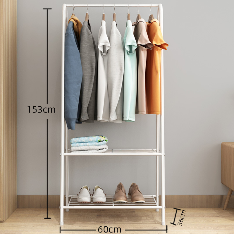 Picture of Floor-Standing Coat Rack, Triangular Coat Rack with Wheels, Mobile Multi-Layer Storage Rack, Clothes Rack, Simple and Modern Clothes Drying Rack
