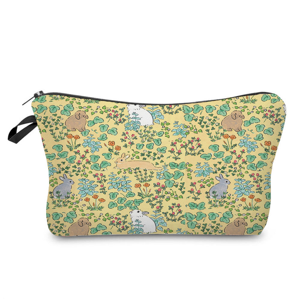 Picture of Trendy cartoon new rabbit printed cosmetic bag fashionable cute drop-resistant storage bag large capacity wash bag