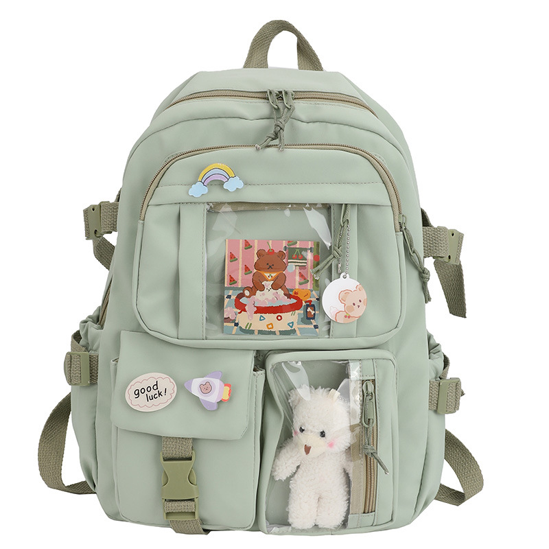 Picture of Fresh and Simple Girl Backpack New Korean Style Fashionable Multi-Pocket Campus Backpack Casual Versatile Student School Bag