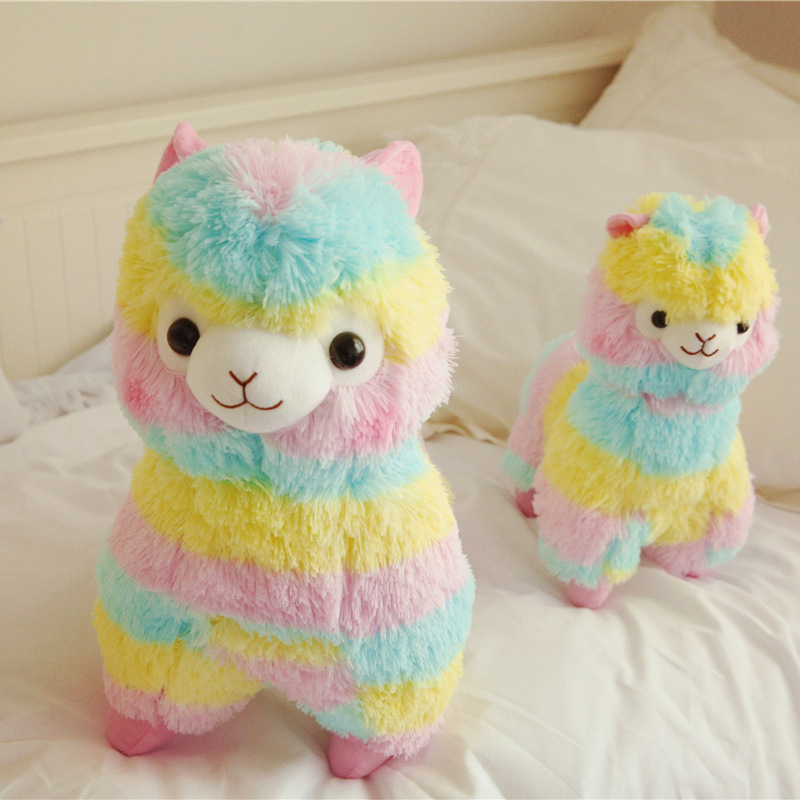 Picture of in stock Cute Beast Rainbow Alpaca Velvet Toy Color Alpaca Doll Pillow Doll Plush