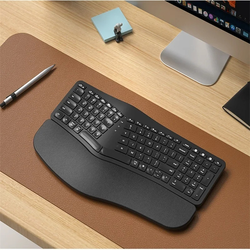 Picture of Bluetooth + 2.4g Backlit Wireless Computer Keyboard Ergonomic Detachable Keyboard Hd315B Black