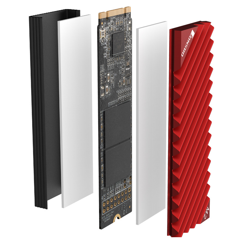 Picture of Qiao Sibo M.2-3 Red Grey Computer Solid State Drive Heat Sink M.2 2280 Passive Heat Sink