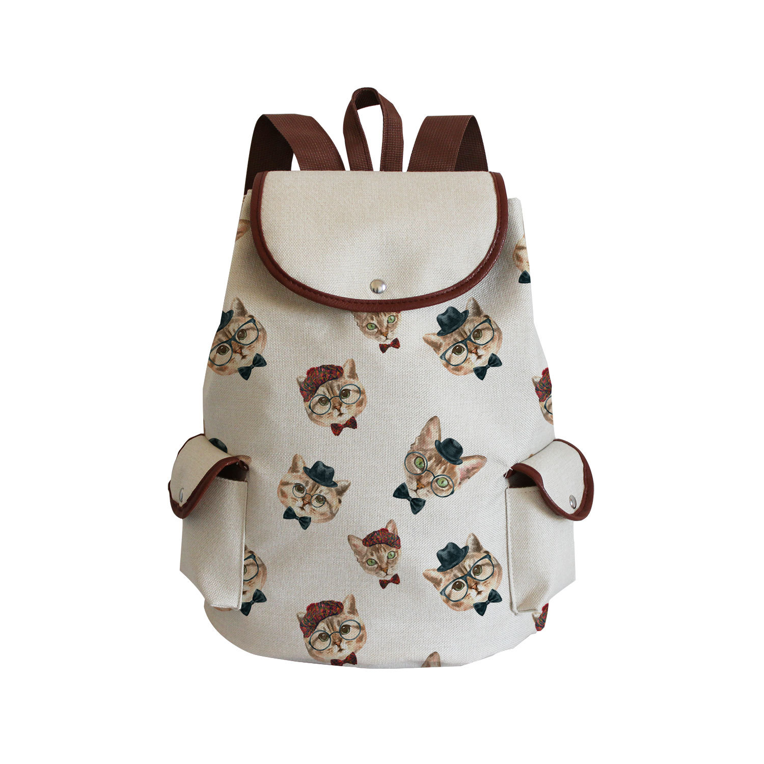 Picture of 2022 Cartoon Cute Backpack New Student Schoolbag Fashion Cat Group Printed Travel Backpack to Set