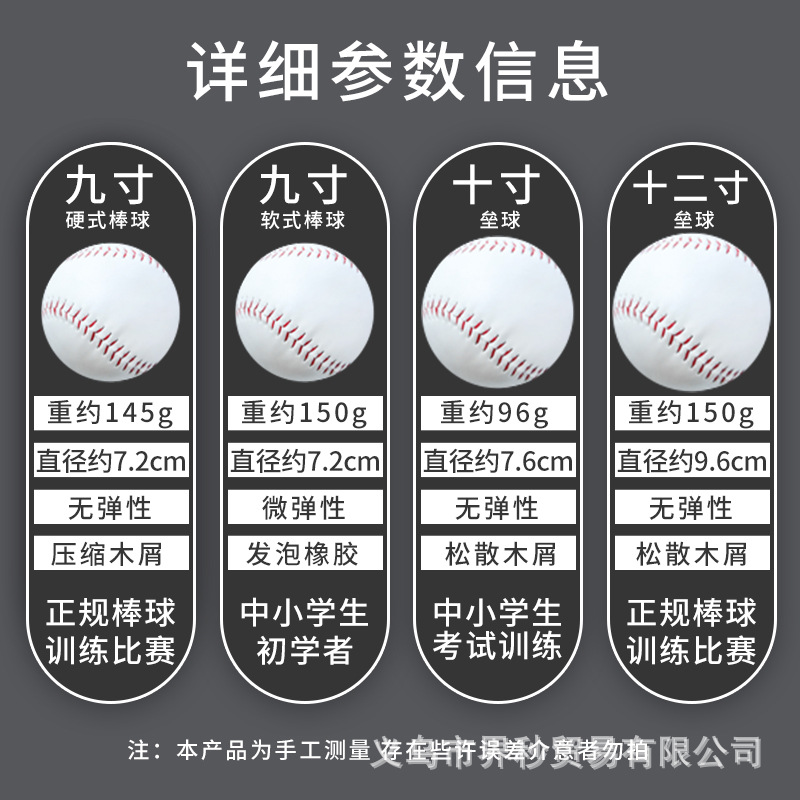 Picture of Softball 10 inch/12 inch/9 inch cork core soft and hard baseball children's training safety ball strike ball