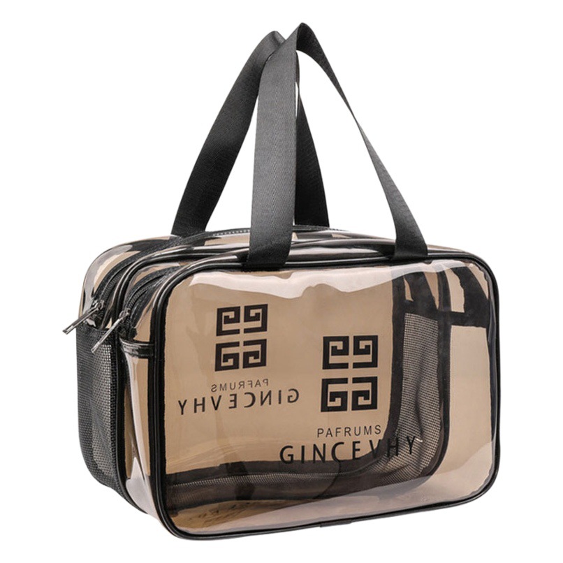 PVC double-layer wet and dry separation transparent waterproof cosmetic bag large capacity portable swimming bag wash bag fitness makeup bag