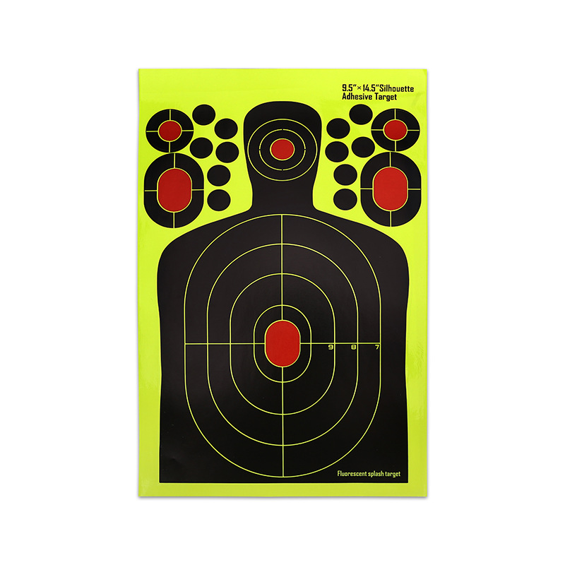 Picture of [9.5*14.5 inch 25 * 37cm] humanoid shooting target paper fluorescent adhesive hunting training splash effect