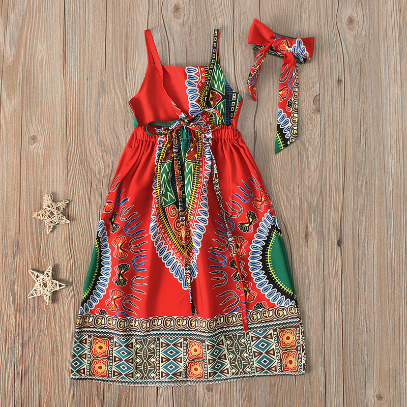 Picture of Children's European and American Girls' African Bohemian Style Sleeveless Suspender Dress Long Skirt Two-piece Kidsren's Clothing ins