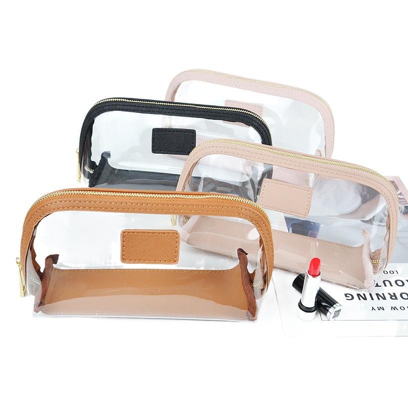 2025 New Summer Beauty Tpu Spliced Semi-Circle Cosmetic Bag Advanced Casual Waterproof Storage Transparent Jelly Bag