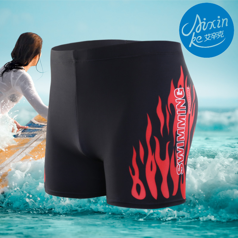 Picture of Factory wholesale boxer swimming trunks men's high waist swimming trunks conservative hot spring beach flame anti-embarrassing sexy tide