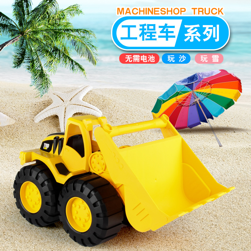 Picture of Children's Beach Bulldozer Engineering Vehicle Baby Playing with Sand Thickeneded Inertial Bulldozer Excavator Model Car