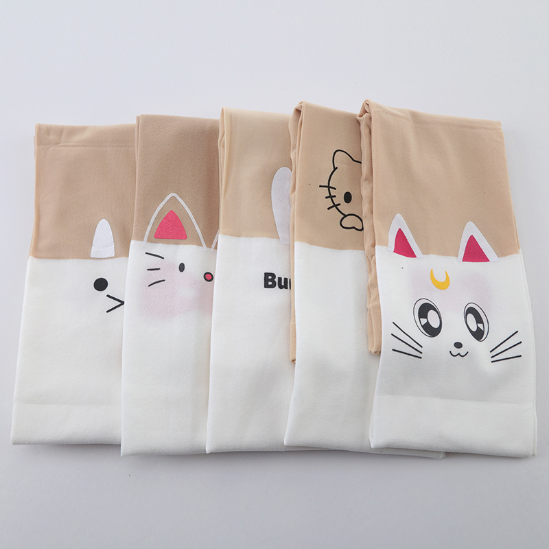 Picture of Girls Pantyhose Girls Pantyhose Velvet Stitching Anti-hook Silk Cartoon Student Baby White Children Dance Socks