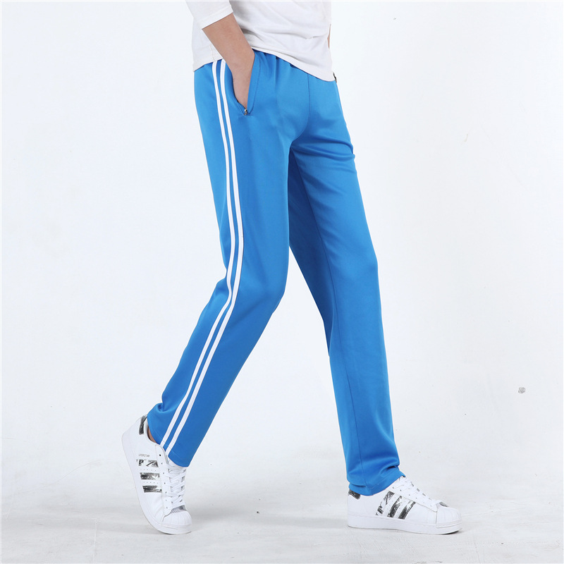 Picture of School Pants Two Stripes Sky Blue Junior High School and High School Student Pants Sweatpants Men's and Women's Pants Korean Style Loose School Uniform Pants
