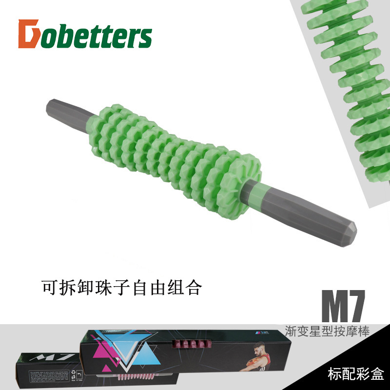 Picture of M7 gear massage stick fascia roller plastic roller stick shaft fitness yoga deep muscle relaxation massage shaft