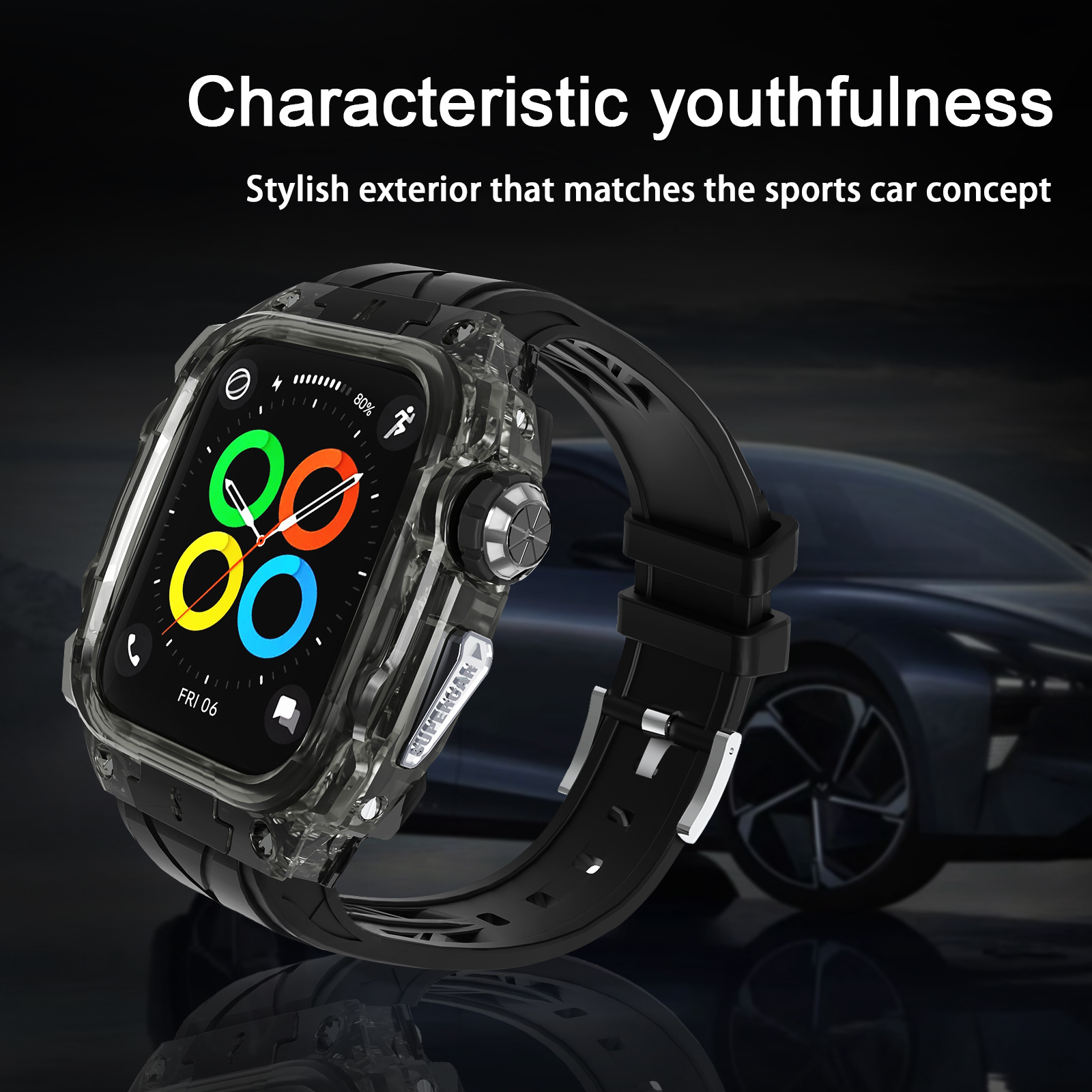 Picture of For Apple Watch Strap Super Running Color Transparent Black appleiwatch9876 One Strap 44/45mm