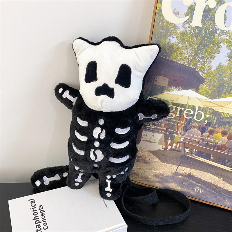 Picture of Halloween funny skull ghost backpack 2023 autumn and winter ugly cute plush little devil cat doll back