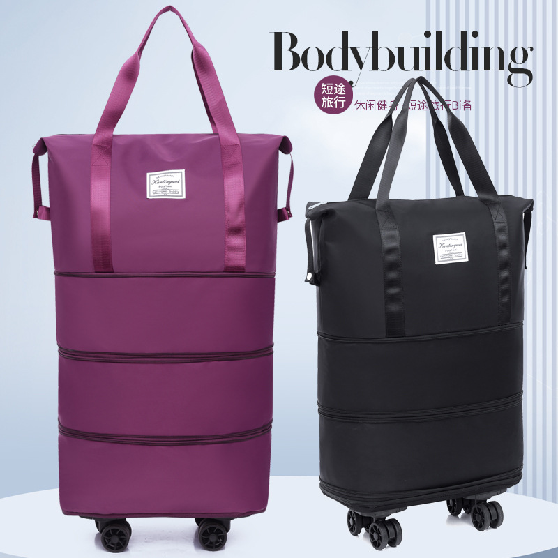 Picture of Large Capacity travel bag double-layer extended universal detachable wheel short trip cover trolley Oxford fitness anti-bag