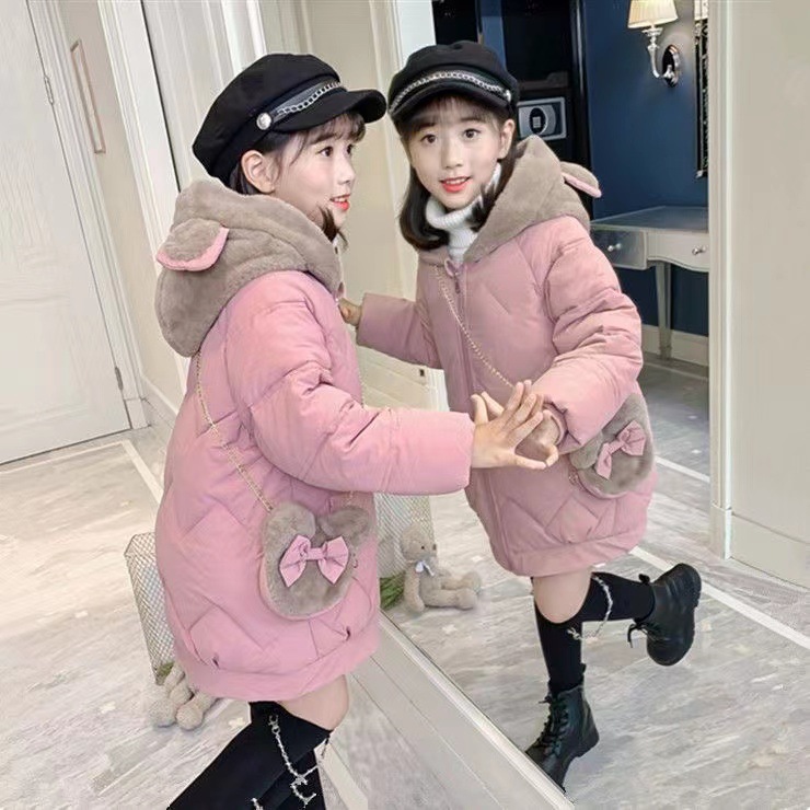 Picture of Girls' cotton-padded clothes Winter 2022 new medium and large children's little girl fleece-lined thickened Winter Children's cotton-padded coat cotton-padded coat
