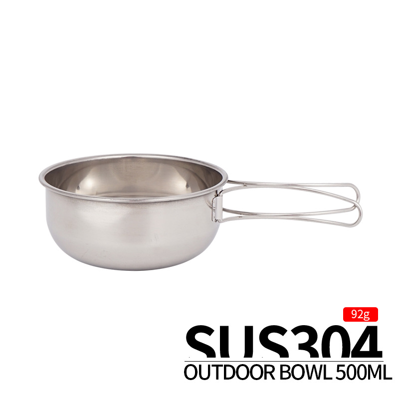 Picture of Outdoor 304 Stainless Steel Folding Bowl 500ml Camping Portable Multifunctional picnic Set Bowl Cookware Mountaineering Cup Tableware