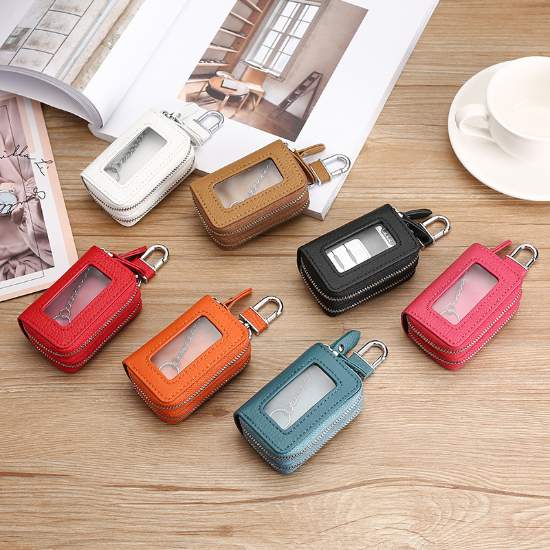 Picture of Genuine leather key bag men's double zipper car key set cross-border retro first layer cowhide key bag wholesale
