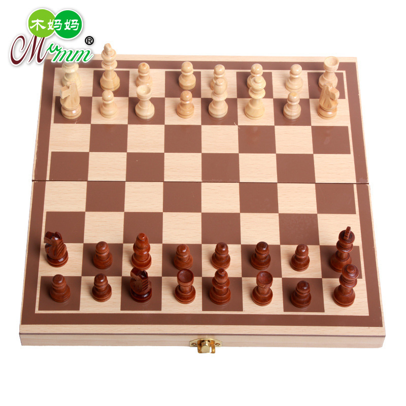 Picture of Wooden Magnetic Chess Children Magnetic Solid Wood Portable Chess Wooden Folding Chess Junior Students
